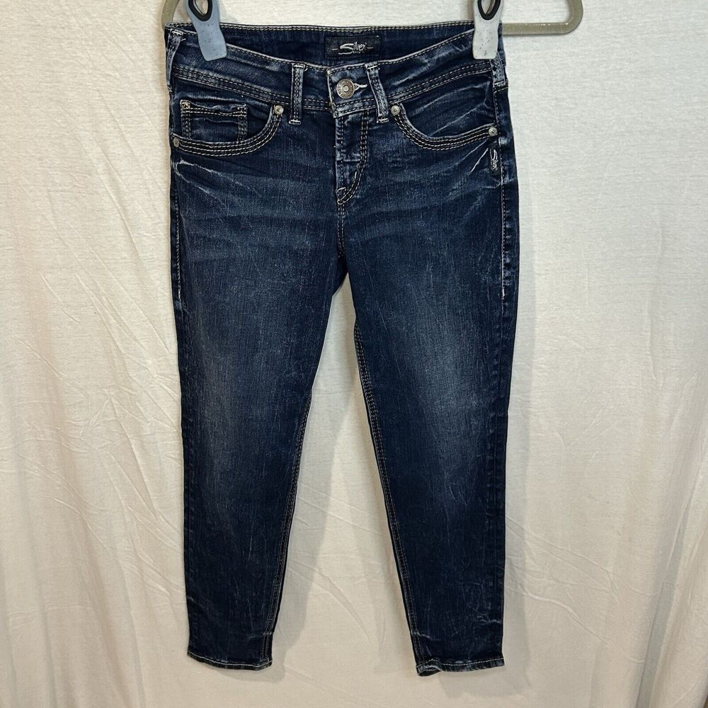 Silver‎ Jeans Womens 28 Blue Suki Skinny Crop Low Rise Stretch Denim Casual